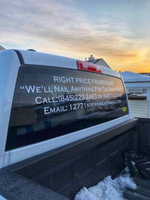 2019 Dodge Ram 1500 Truck window Lettering from Joseph  W, NY