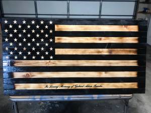 Burnt Wood American Flag Lettering from Seth T, KS