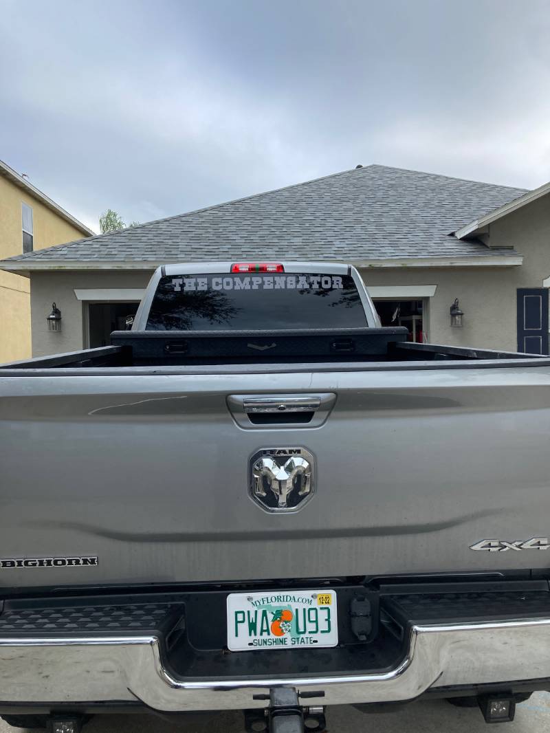 2019 Ram 2500 Truck rear window  Lettering from Scott L, FL