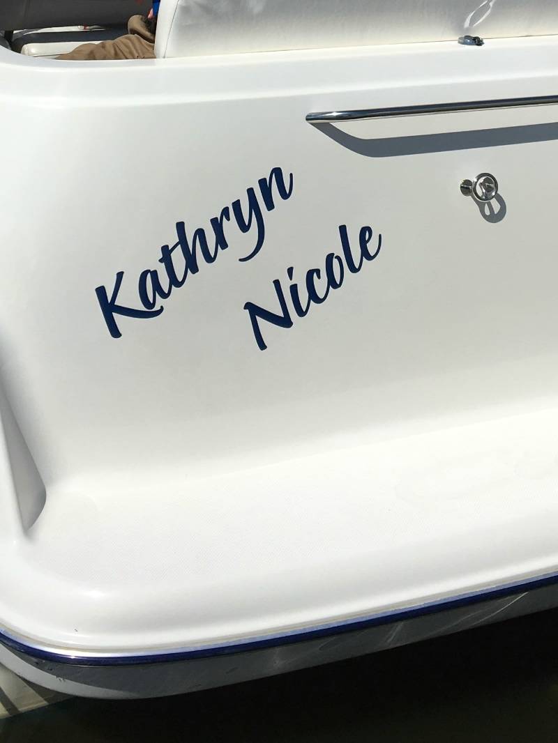 Script Style Boat Name - CustomVinylLettering.net