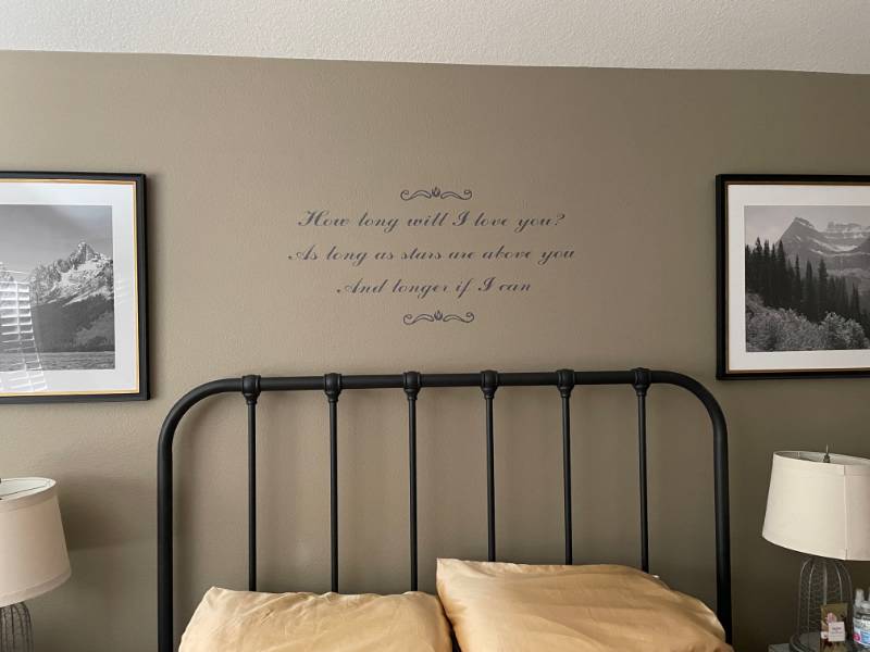 Bedroom wall Lettering from David A, CA