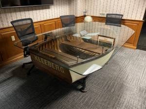1940's Penn Yan wood dinghy / AKA conference room table Dinghy (Boat) Lettering from Mark J, MA