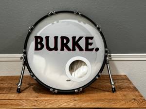 Kick drum head Lettering from Rick Q, CA