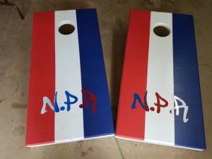 Cornhole boards Lettering from parks and recreation c, AR