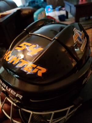 Hockey helmet Lettering from Nicholas C, IL